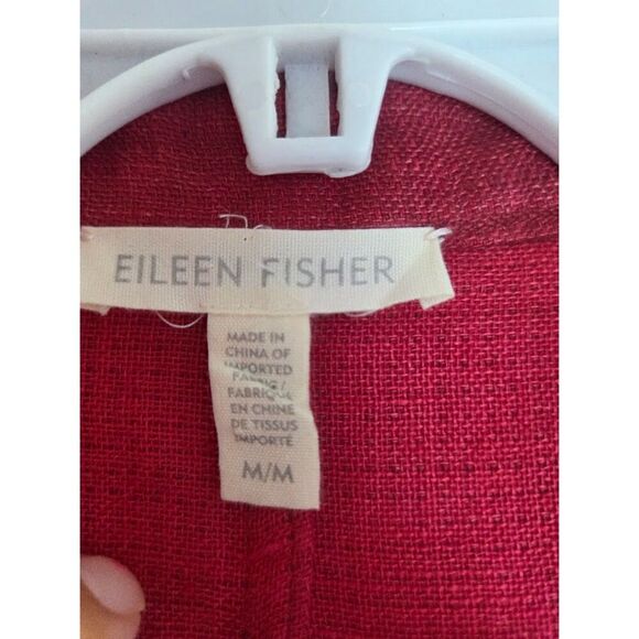 Eileen Fisher Women Burnt Red 100% Organic Linen Doubleweave Jacket size Medium - Picture 3 of 7
